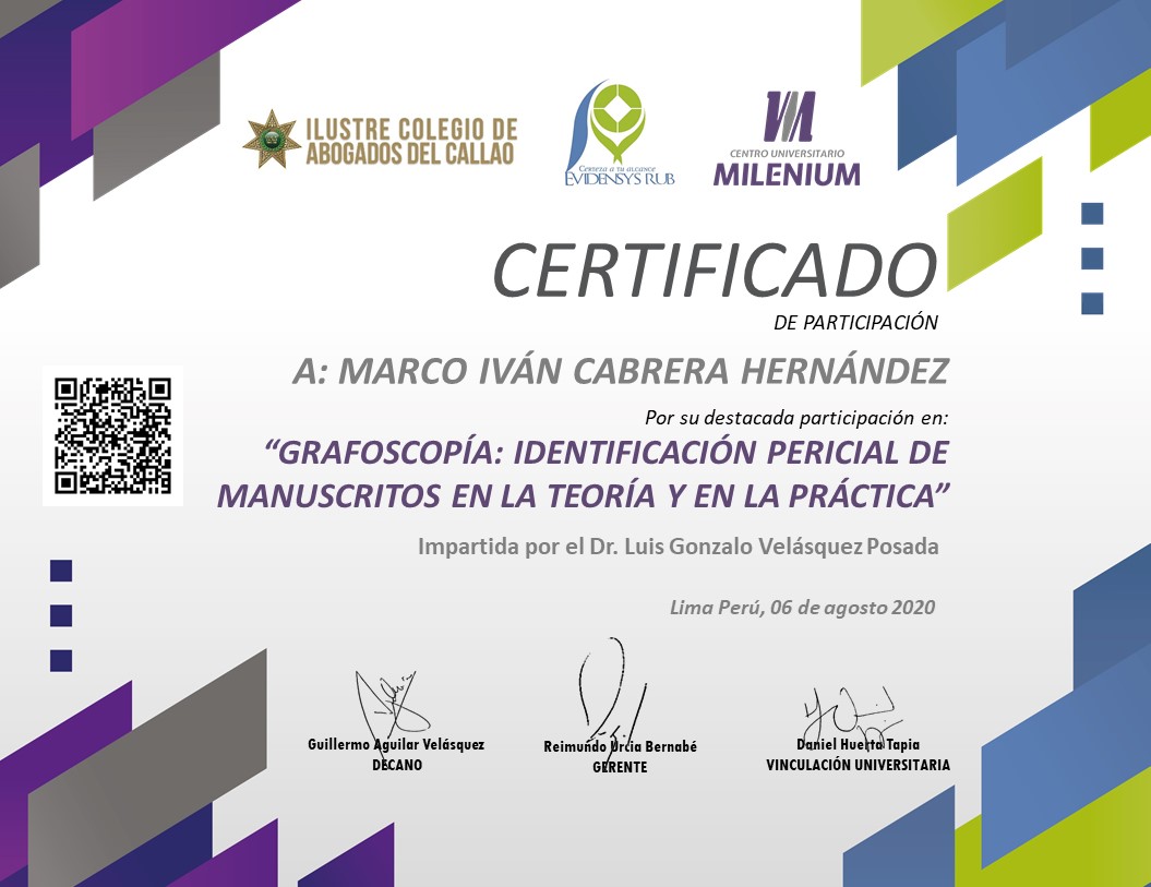 Certificado en Grafoscopía
